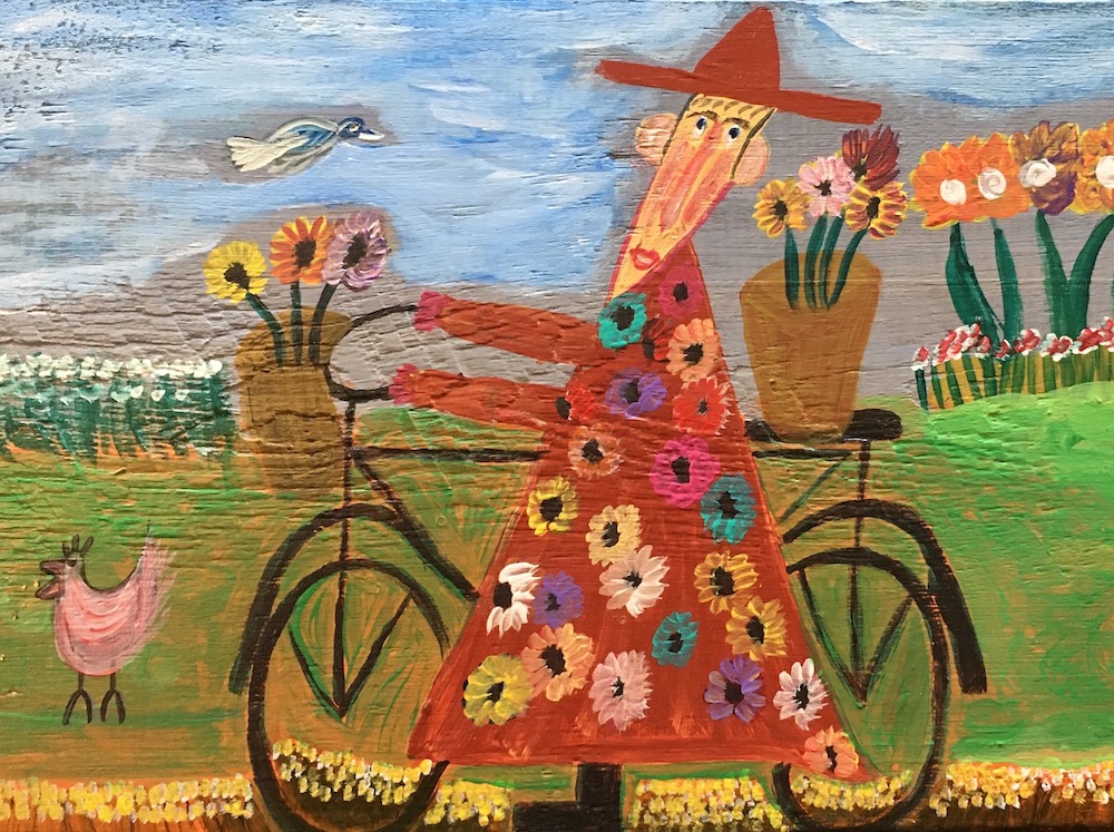 Linda Standing - Painting - Man on Bike 02